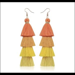 3/$12 Multi Colored Tiered Cloth Earrings